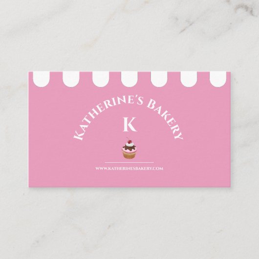 Carte de visite de boulangerie rose blanc élégant (Devant)
