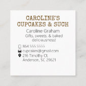 Carte de visite de boulangerie sur mesure 2 (Dos)