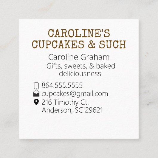 Carte de visite de boulangerie sur mesure 2 (Dos)