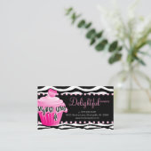 Carte de visite de boulangerie Zebra Pink Cupcake  (Debout devant)