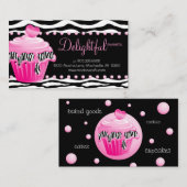 Carte de visite de boulangerie Zebra Pink Cupcake  (Devant / Derrière)