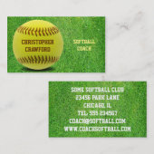 Carte de visite de boule d'entraîneur du base-ball (Devant / Derrière)