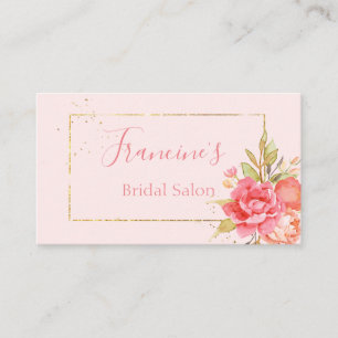 Carte de visite de bouquet de pivoine rose encadré