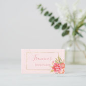 Carte de visite de bouquet Peony à l'aquarelle dor (Debout devant)