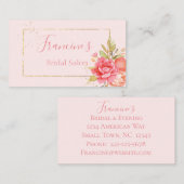 Carte de visite de bouquet Peony à l'aquarelle dor (Devant / Derrière)