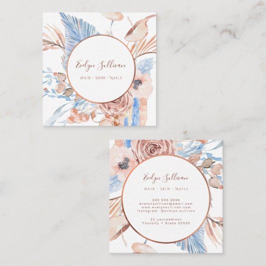 Carte de visite de bouquet tropical Boho (Devant / Derrière)