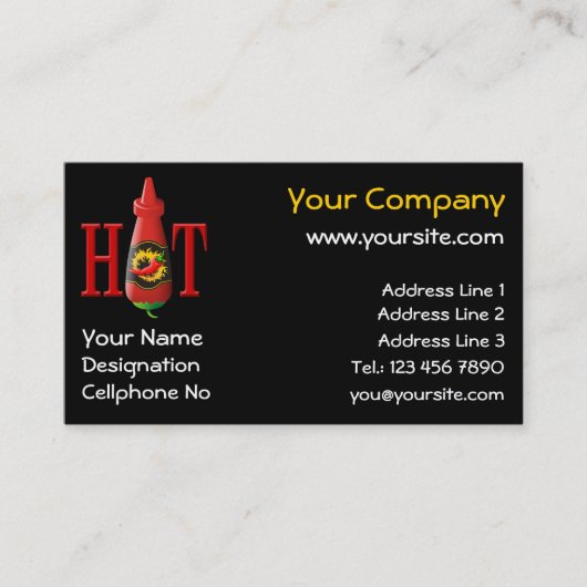 Carte de visite de bouteille de sauce chaude (Devant)