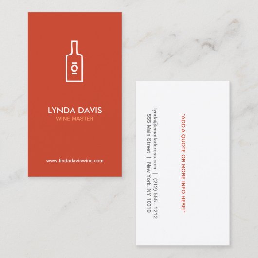 Carte de visite DE BOUTEILLE DE VIN (RUST) (Devant / Derrière)