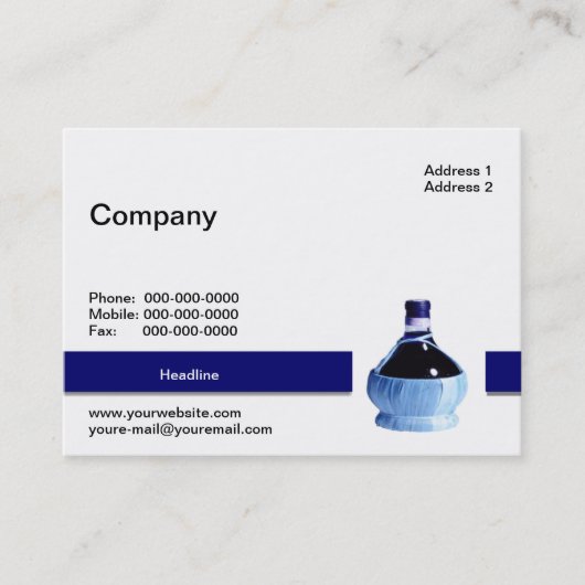 Carte de visite de bouteilles de vin bleu (Devant)
