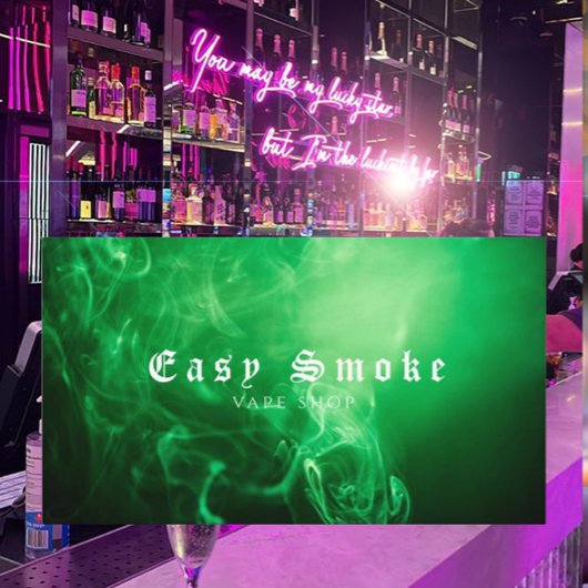 Carte de visite de boutique de fumée noire verte