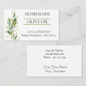 Carte de visite de branche d'olive aquarelle (Devant / Derrière)