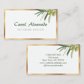 Carte de visite de branche d'olivier à cadre doré (Devant / Derrière)