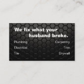 Carte de visite de bricoleur avec le contexte de (Dos)