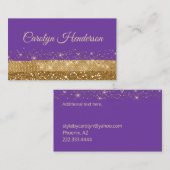 Carte de visite de brillance violet et or (Devant / Derrière)