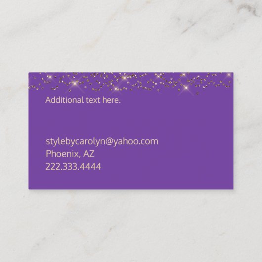 Carte de visite de brillance violet et or (Dos)