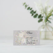 Carte de visite de broderie de roses blanches (Debout devant)