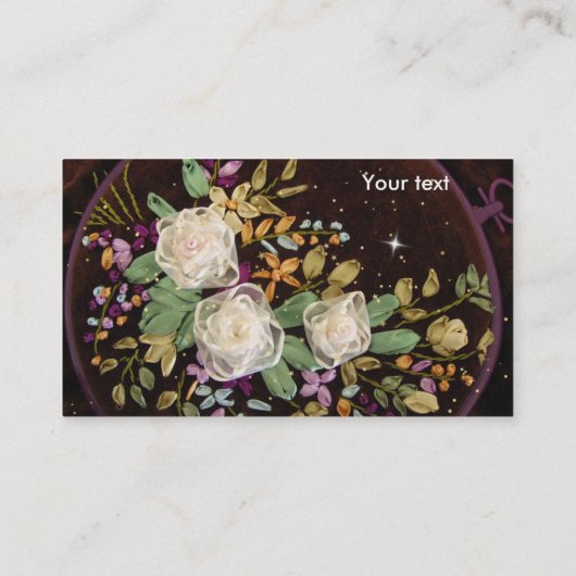 Carte de visite de broderie de roses blanches (Dos)