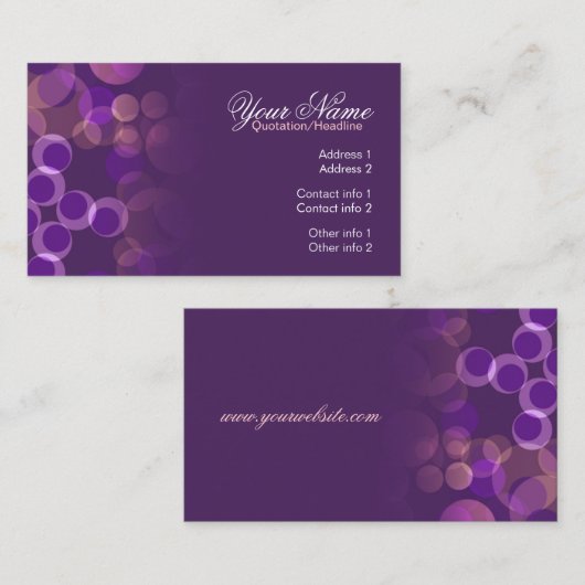 Carte de visite de bulles violettes (Devant / Derrière)