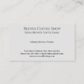 Carte de visite de café (Dos)