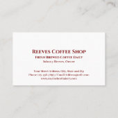 Carte de visite de café (Dos)
