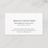 Carte de visite de café (Dos)