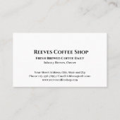 Carte de visite de café (Dos)