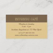 Carte de visite de café et de café de gâteaux (Dos)