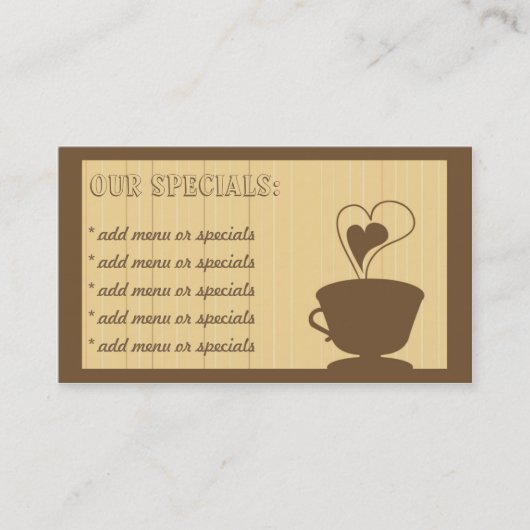 Carte de visite de café et de café de gâteaux (Devant)