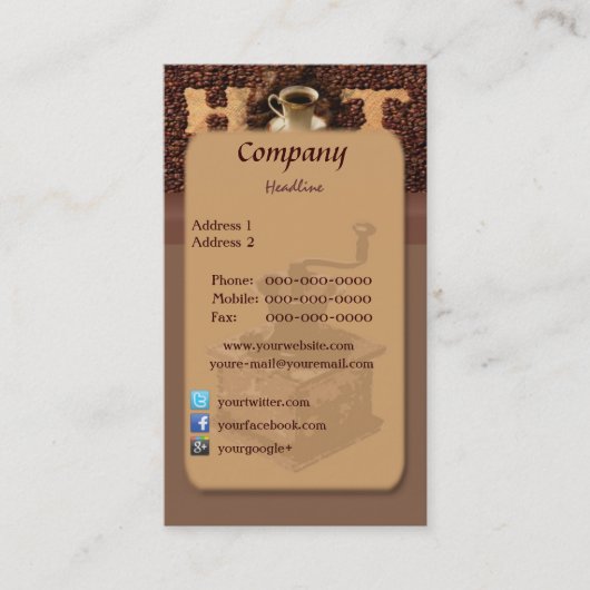 Carte de visite de café grillé (Devant)