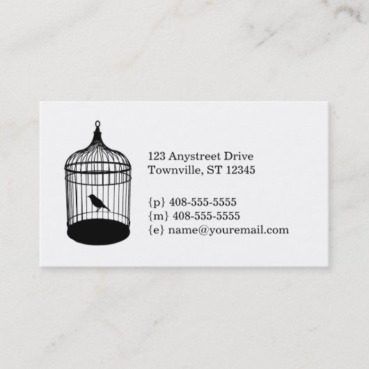 Carte de visite de cage à oiseaux (Devant)
