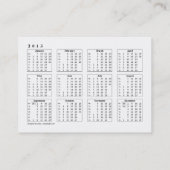 Carte de visite de CALENDRIER (Dos)