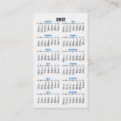 CARTE DE VISITE de calendrier FAA (Dos)