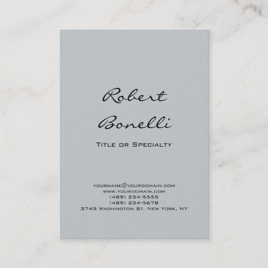 Carte de visite de calligraphie gris clair moderne (Devant)