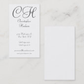 Carte de visite de calligraphie noir et blanc (Devant / Derrière)