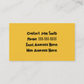 Carte de visite de caméra simple Jaune et Noir (Dos)