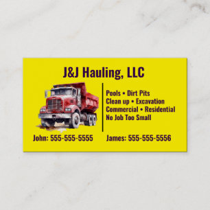 Carte de visite de camion à vidange jaune