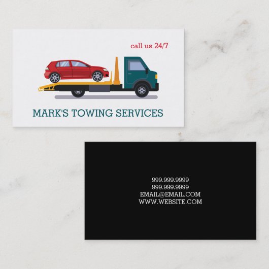 Carte de visite de camion remorque (Devant / Derrière)