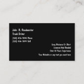 Carte de visite de camionnage (Dos)