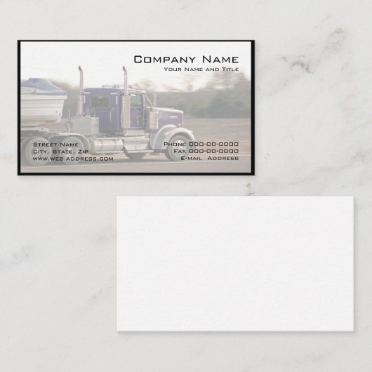 Carte de visite de camionnage (Devant / Derrière)