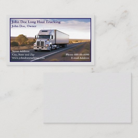 Carte de visite de camionnage (Devant / Derrière)