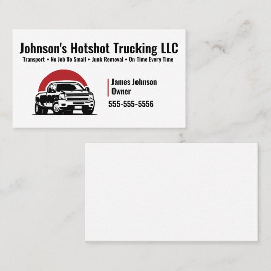 Carte de visite de camionnage à chaud (Devant / Derrière)