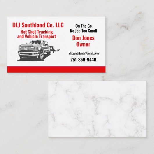 Carte de visite de camionnage à chaud (Devant / Derrière)