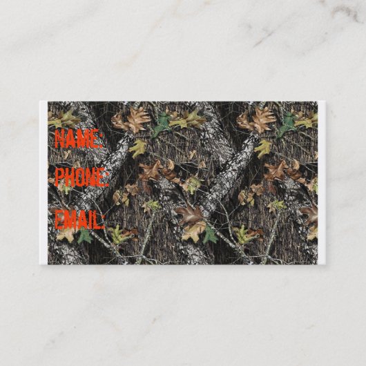 Carte de visite de Camo de chasse (Devant)