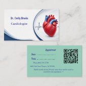 Carte de visite de cardiologue bleu moderne avec c (Devant / Derrière)