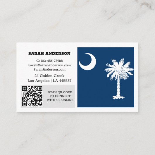 Carte de visite de Caroline du Sud moderne, Drapea (Dos)