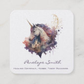 Carte de visite de Carré d'aquarelle de licorne ma (Devant)
