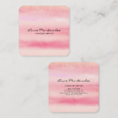 Carte de visite de Carré d'aquarelle rose Abstrait (Devant / Derrière)