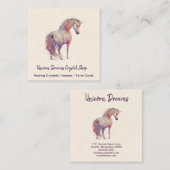 Carte de visite de Carré d'aquarelle Unicorn (Devant / Derrière)