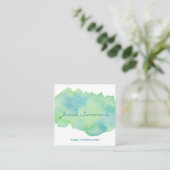 Carte de visite de Carré de lavage bleu vert d'eau (Debout devant)