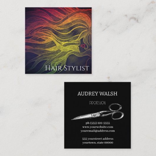 Carte de visite de carré noir simple Vintag (Devant / Derrière)